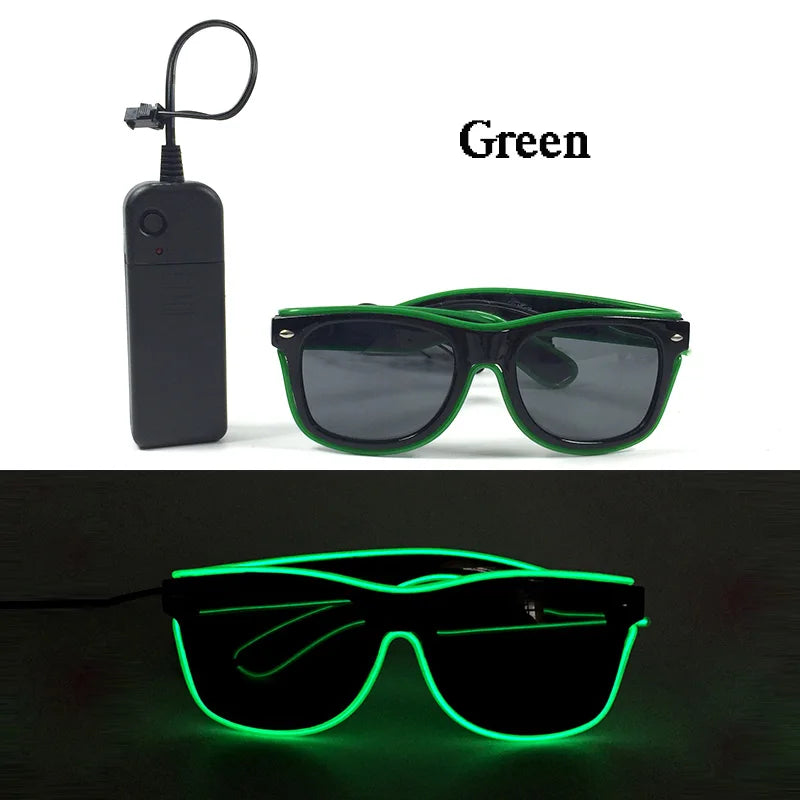 1PC Light Up LED Glasses Glow Sunglasses EL Wire Neon Glasses Glow in The Dark Party Supplies Neon Party Favors for Adults - 