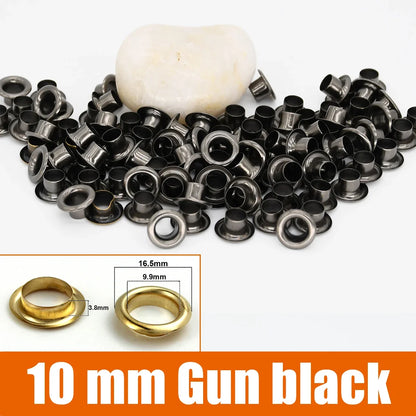 100sets 6/8/10/12mm Brass Eyelets with Washers Grommet Repairing Round Eye Rings for Shoes Bag Clothing Skin Belt Hat