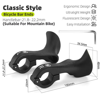 WEST BIKING MTB Bicycle Bar Ends 1 Pair Mountain Handle Bike Handlebar Noctilucence Carbon Handle Bar Grips Cycling Accessori
