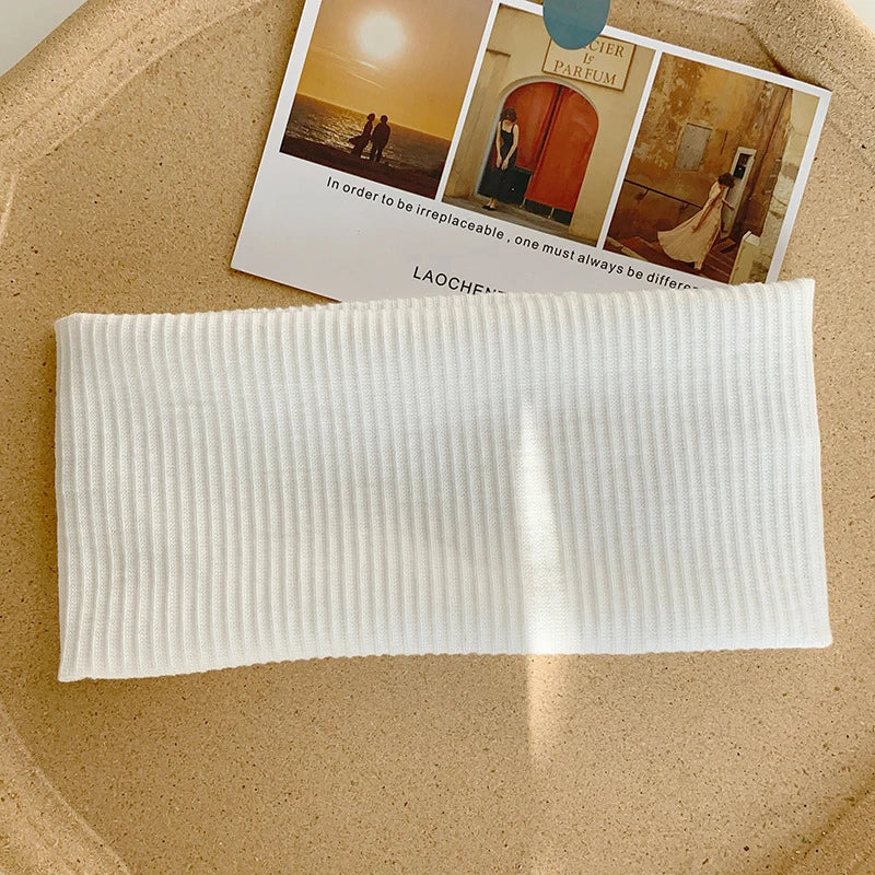 Women Solid Color Knitting Headband Elastic Vintage Yoga Sports Hairbands Gym Outdoor Sweat Absorbing Headwrap Hair Accessori