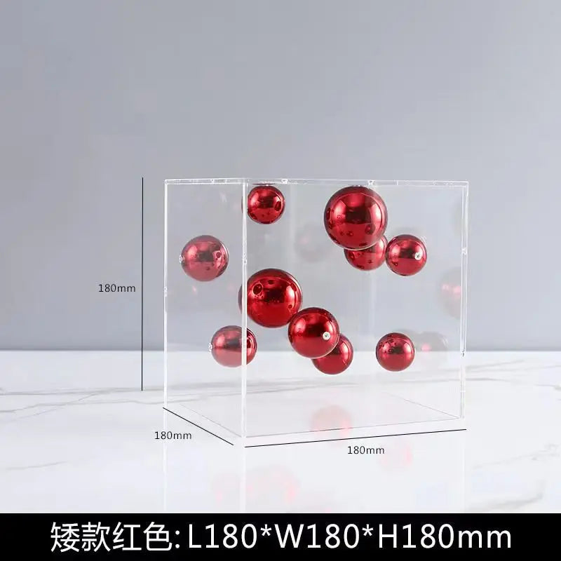 Creative Square Acrylic Cover Sphere Decoration Living Room Porch Cabinet Crafts Ornament Modern Clear Acrylic Square Home De