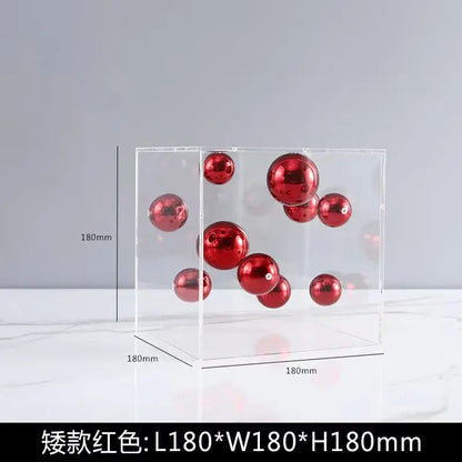 Creative Square Acrylic Cover Sphere Decoration Living Room Porch Cabinet Crafts Ornament Modern Clear Acrylic Square Home De