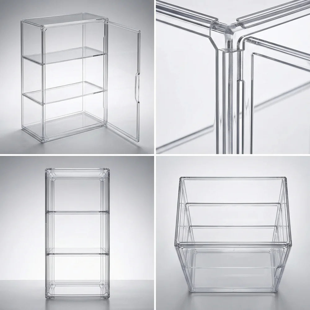 1 Pc Clear Acrylic Figure Display Case with Two Removable Shelves, Waterproof and Dustproof Storage Box for Mini Figurines