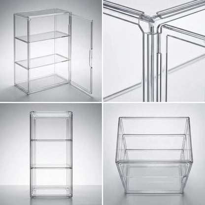 1 Pc Clear Acrylic Figure Display Case with Two Removable Shelves, Waterproof and Dustproof Storage Box for Mini Figurines