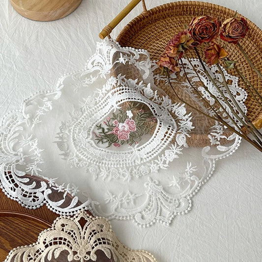 Vintage Lace Coaster Table Cloth Lace Tablecloth Embroidery Placemat Cabinet Furniture Decoration Background Photo Props