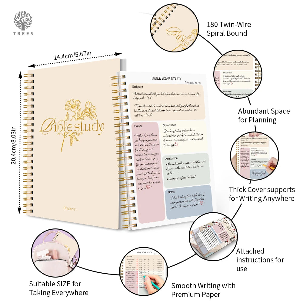Daily Bible Study Journal - S.O.A.P Method Bible Study Supplies Church Notes Notebook Daily Devotional Notebook Prayer Journa