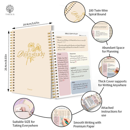 Daily Bible Study Journal - S.O.A.P Method Bible Study Supplies Church Notes Notebook Daily Devotional Notebook Prayer Journa