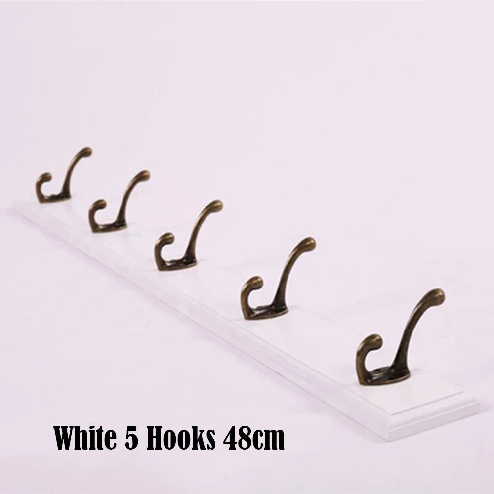 Wall Mounted Solid Wood Coat Rack with Hooks Hats Clothes Hanger Closet Organizer Perchero Furniture for Hallway Entrance Dec