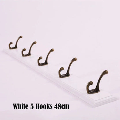 Wall Mounted Solid Wood Coat Rack with Hooks Hats Clothes Hanger Closet Organizer Perchero Furniture for Hallway Entrance Dec
