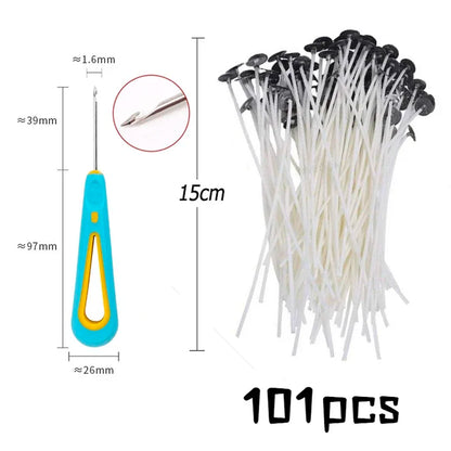 Multiple Sizes Waxed Cotton Thread Candle Wick 100pcs/set Smokeless Wick & Holder Candle Making Set Accessories Wicks Bracket