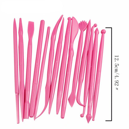 Aomily 14pcs/Set Sculpture Sugar Modeling Cutter Smoother Polymer Clay Mold Fondant Flower Gum Paste Decorating Pen Tool Kit