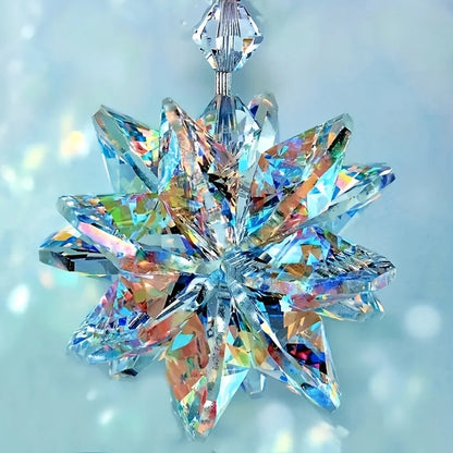 1PC Sparkling Glass Suncatcher Crystal Star Hanging Ornament for Window & Office Decor - Ideal Anniversary Gift for Her/Him