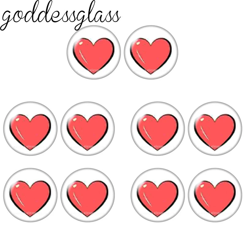 Glass Cartoon Doll Round Eyes Heart Pupil Lovely 10pcs 12mm/18mm/20mm/25mm Round Cabochon Flat Back Making Findings Jewelry -