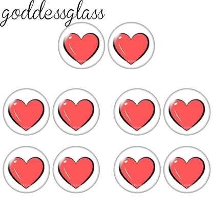 Glass Cartoon Doll Round Eyes Heart Pupil Lovely 10pcs 12mm/18mm/20mm/25mm Round Cabochon Flat Back Making Findings Jewelry -