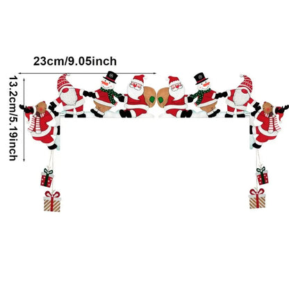 New Santa Door Corner Decor Christmas Cartoon Door Frame Decor Snowman Reindeer Wooden Pendant Party House Decor
