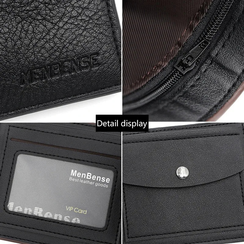 Men's Wallet Large Capacity Multi-Function Short Wallet Multi-slot Zipper Coin ID Credit Card Holder Men's Wallet Purse