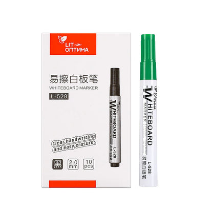 10pcs Whiteboard Marker Set,2.0mm Nib,Black Blue Red High-Volume Ink,Office Teaching Pen,Clear Handwriting & Easy Erasure L-5