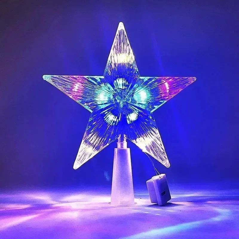 15cm Christmas Tree Decoration Stars Warm White Lights Home Room Decor Shining Lamp Xmas Festival - A2