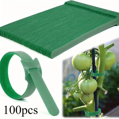 50/100pcs Reusable Adjustable Non-Slip Nylon Plant Ties with Hook and Loop Fasteners, Ideal for Gardening Applications - 100p