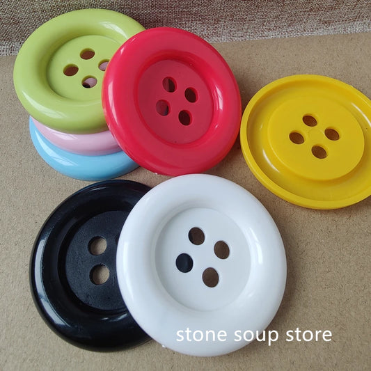 Wooden Buttons 50 Pcs Natural Color Round 4-Hole 15/20/25mm Sewing Scrapbooking DIY