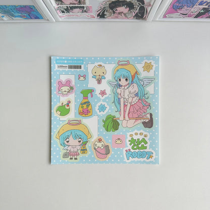 1/6PCS Cute Cartoon Sweet Cool Girl Stickers Hand Account Diary Notebook Planner Scrapbook DIY Decorative Stickers - 05