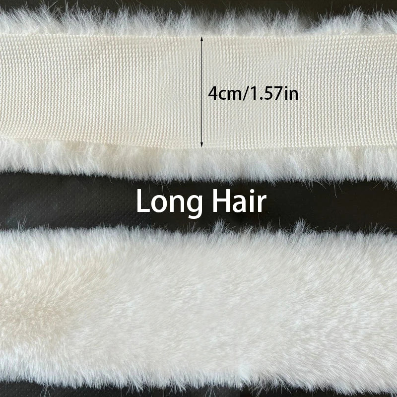 1m Faux Rabbit Fur Ribbon Trimming Fabric Soft Fluffy Plush Hair Tapes Stripe Fabric For DIY Garment Crafts Sewing Accessorie