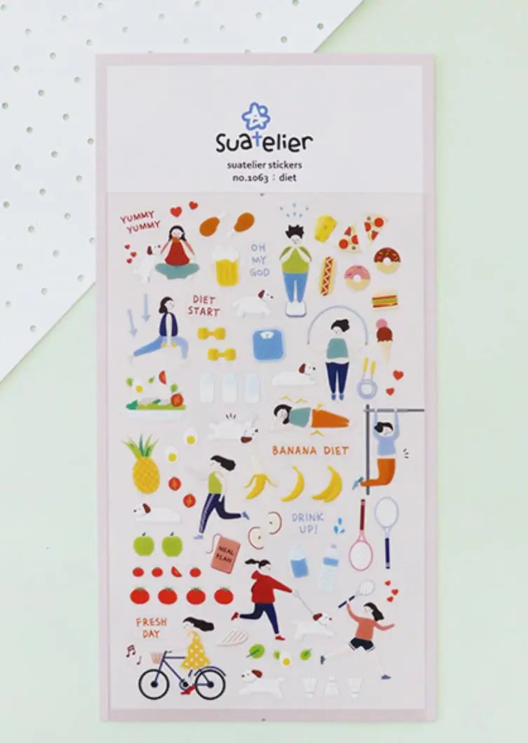 Suatelier Scrapbook Stickers Korea Stationery Junk Journal Diary Deco Sticker Scrapbooking Supplies DIY Photo Album Decoratio