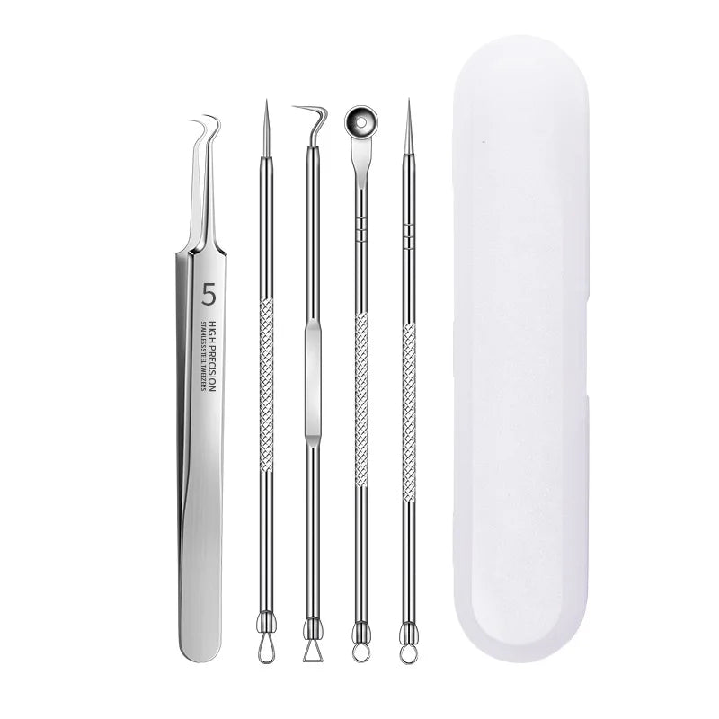 4-11Pcs Ingrown Hair Tweezers Acne Blackhead Removal Needles Black Dots Cleaner Deep Cleansing Pore Cleaner Face Skin Care To