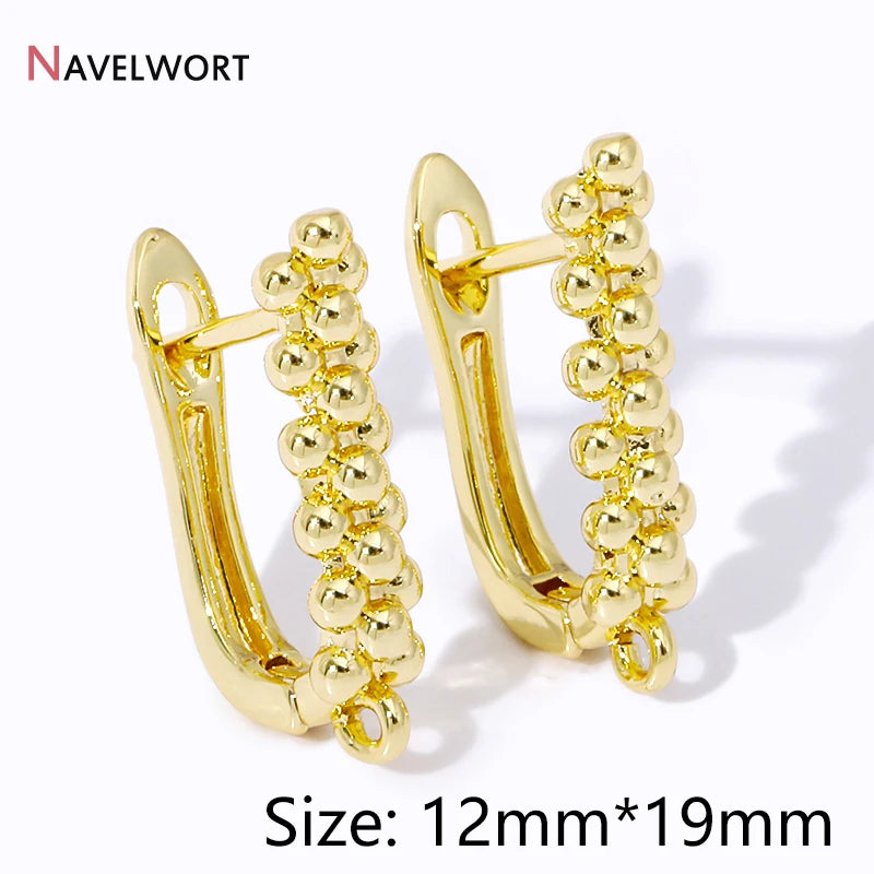 18K Gold Plated Brass Metal Earwires Basic Fasteners,Earring Fixtures,Inlaid Zircon Earring Hooks,Earring Making Supplies - 1