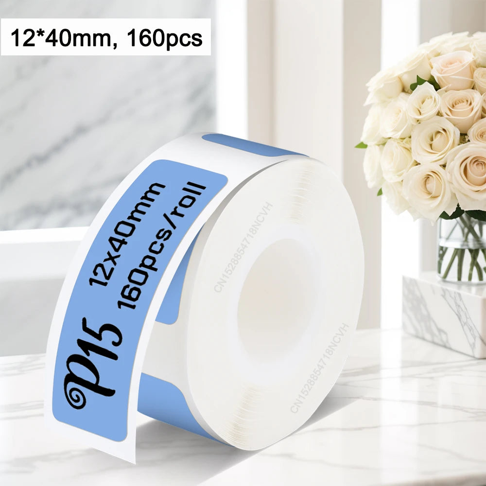 1PK Marklife P15 Printer Label Sticker 12x40mm 15x30mm 15x50mm Thermal Label Paper Compatible with P15 P12 P11 D30 Q30 Labele