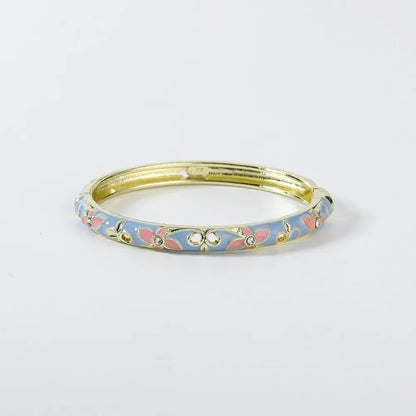 Enamel Vintage Cloisonne Bangle Floral Chinese Chinese Flower Bangle Vintage Ethnic Women's Hand Bracelet Gifts for Women Gir