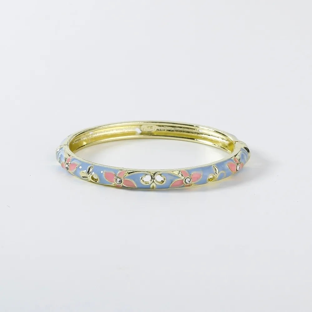 Enamel Vintage Cloisonne Bangle Floral Chinese Chinese Flower Bangle Vintage Ethnic Women's Hand Bracelet Gifts for Women Gir
