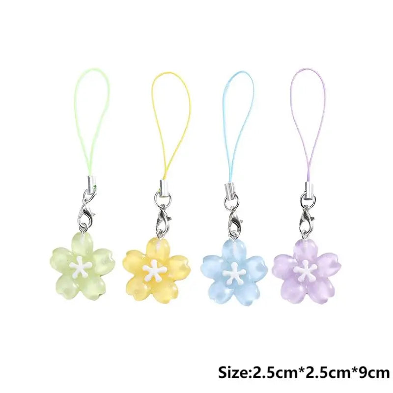Colorful Resin Flower Phone Chains for Women Korean Style Fresh Cute Transparent Bag Key Pendant Best Friend Compact Accessor