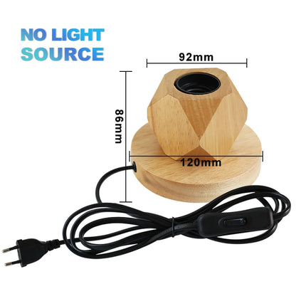 Modern Wood Table Lamp Retro E27 Desk Deco Light Indoor Art Lamps Living Room Bedroom Bedside Decoration Bar Lights Base EU P