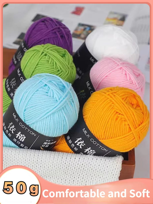 Crochet Milk Cotton Yarn, 50g 4ply Knitting Yarn, Soft Yarn for Sweaters, Scarves, Hats, DIY Craft Projects, Cozy Crochet Thr
