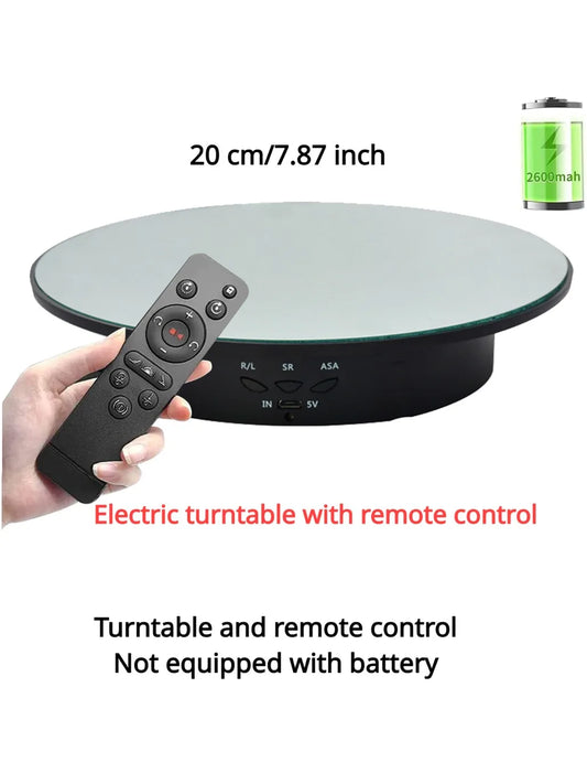 3 Speeds Electric Rotating Display Stand Mirror 360 Degree Turntable Jewelry Holder Battery/USB Power for Photography Shootin
