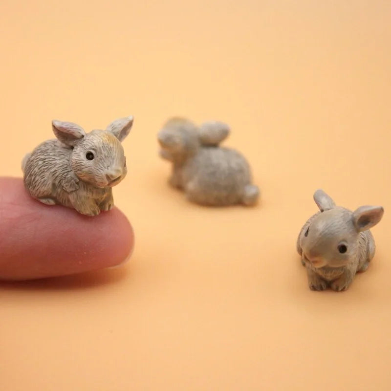 5/10pcs Mini Resin Bunny Miniatures, Cute Rabbits Figurines, Potted Plant Micro Landscaping DIY Craft Decoration Accessories