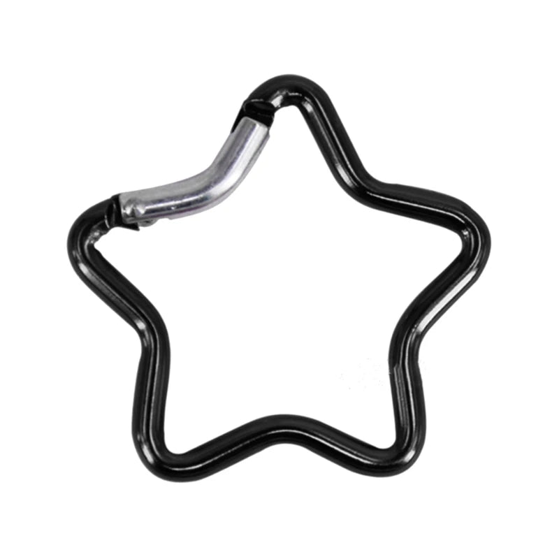 Aluminum Alloy Outdoor Star Shaped Spring Locking Carabiner Clip Keychains for Backpack Camping Hiking Traveling - Black B