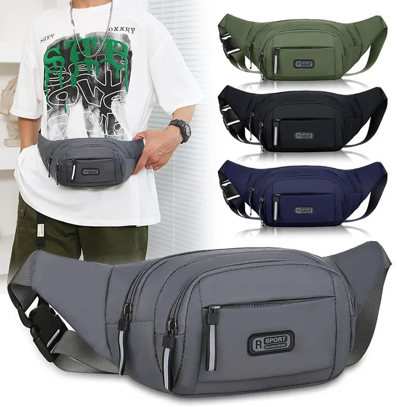 Men Canvas Fit Waistpack Mobile Fanny Waist Packs Men's Sports Outdoor Leisure Running Anti Theft Ultra Thin Invisible Waist 