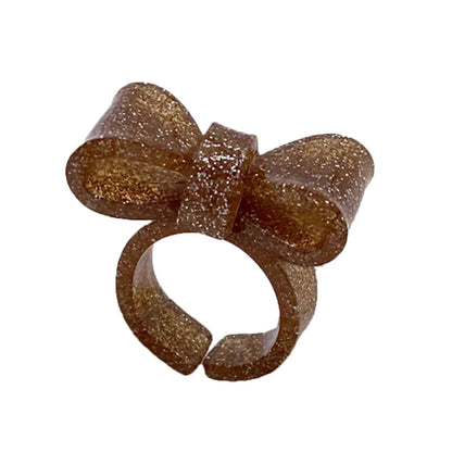 Resin Rings Dumpy Acrylic Rings Bowknot Rings Aesthetic Trendy Colorful Open Rings Statement Jewelry Bow Rings for Women - gl