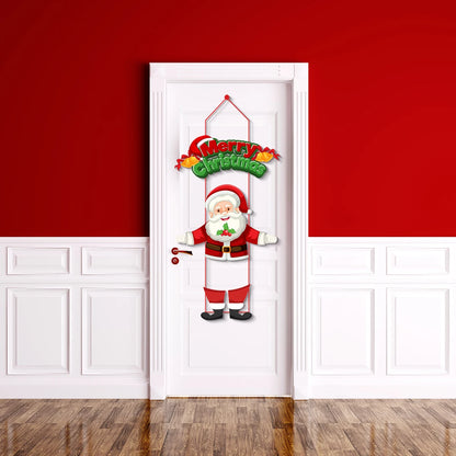 Merry Christmas Hanging Flag Porch Door Banner Santa Claus Snowman for Home Ornaments Door Decoration Supplies New Year Decor