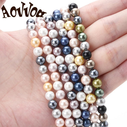 Natural Freshwater Shell Pearls Beads Round Loose Spacer Beads for Jewelry Making DIY Bracelet Necklace Accessories 4 6 8 10m