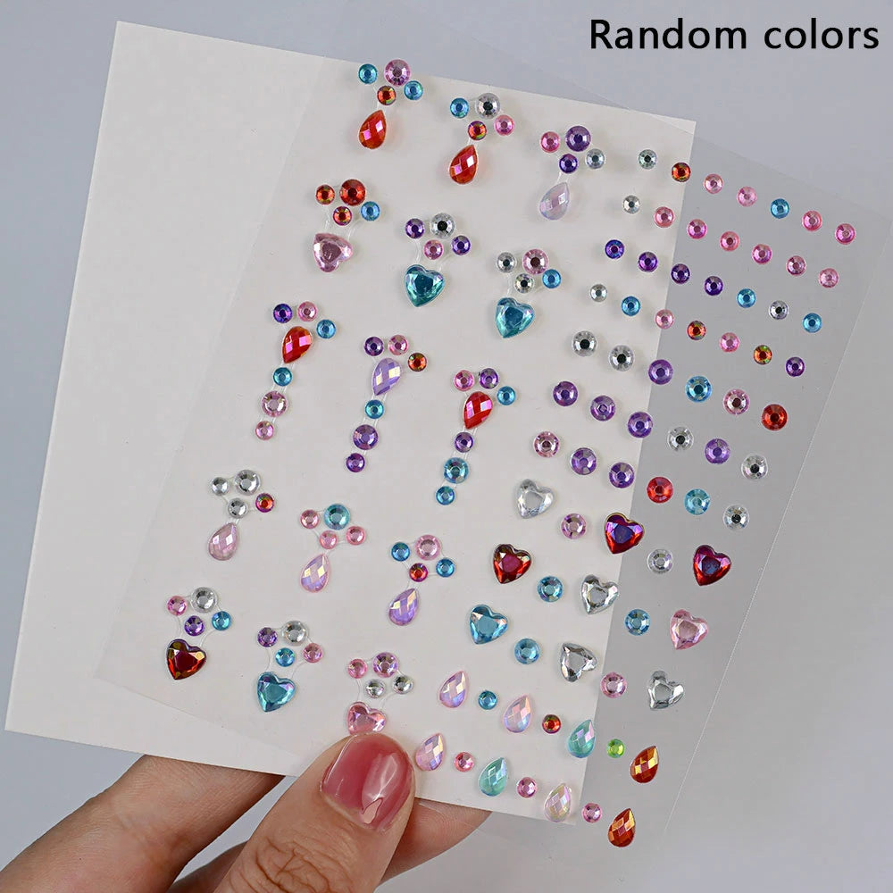 1Sheet 3D Dreamy Shell Pearl Gems Face Stickers Sparkling Mermaid Diamond Temporary Tattoos DIY Body Art Stage Makeup Rhinest