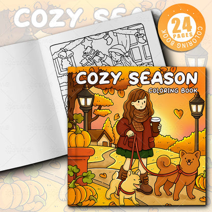 COZY SEASON Coloring Book for Adults Featuring Cartoon Bold-easy Patterns for Relaxation Kids DIY Painting Drawing Books