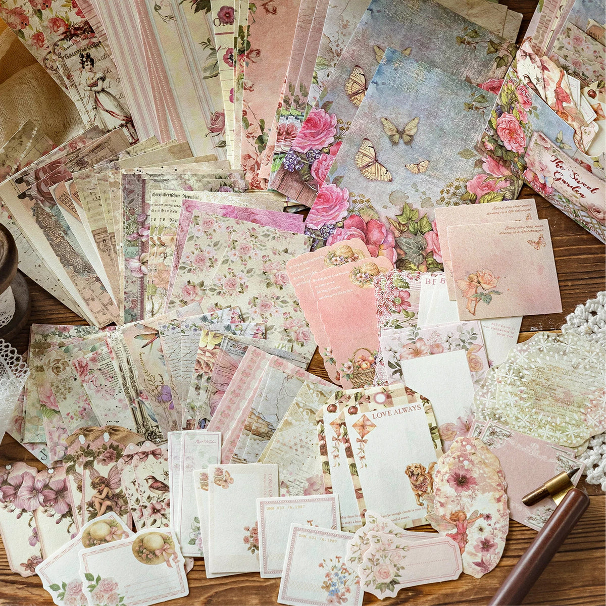 Mr Paper 400pcs Garden Post Office Collection Light Paper Material Pack DIY Handbook Collage Journal Notebook Scrapbook Envel