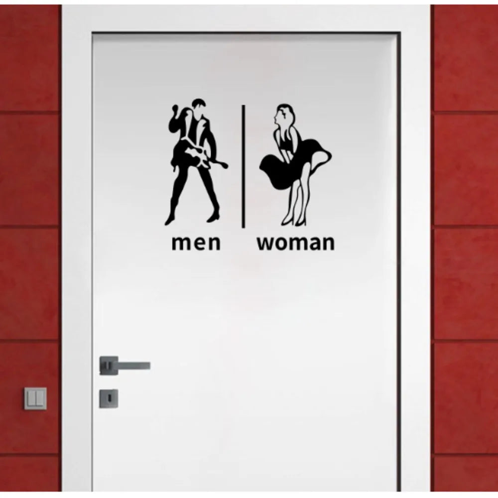 Store Toilet Door Man And Woman Wc Sign Icon Wall Sticker