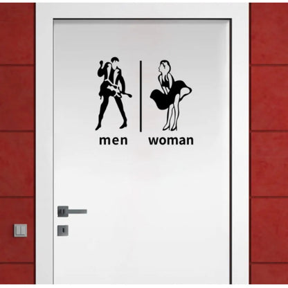 Store Toilet Door Man And Woman Wc Sign Icon Wall Sticker