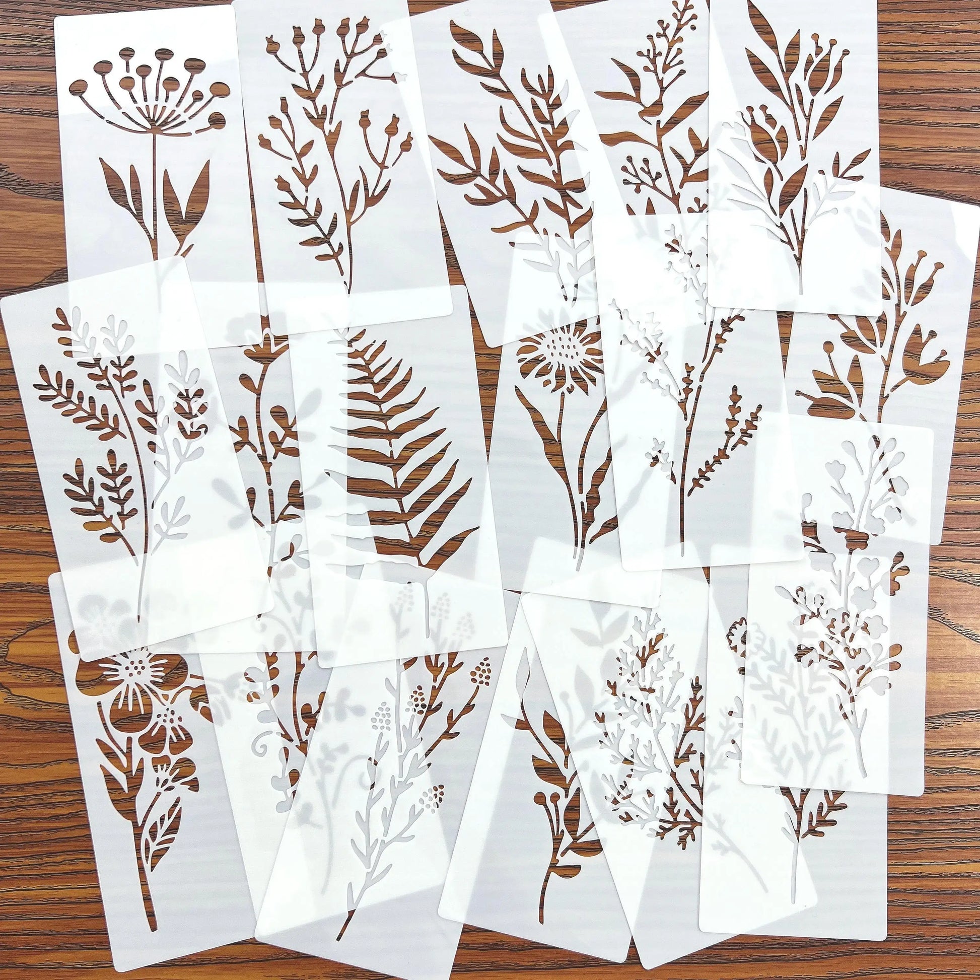 18 Pcs DIY Flower Painting Stencils, Reusable Plastic Templates for Wood, Fabric, Paper - Spray Paint & Graffiti Craft Suppli