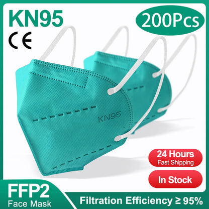 10-200Pcs FFP2 Masks kn95 Mascarillas KN95 Face Mask Filter 5Layers mascarillas quirurgicas homologadas Reusable Black FFP2 M