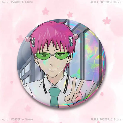S-Saiki K D-Disastrous L-Life Badges 25 32 44 58 75 mm Round Cosplay Pin Bag Decor Fans Collect Friends Gifts Brooch Souvenir